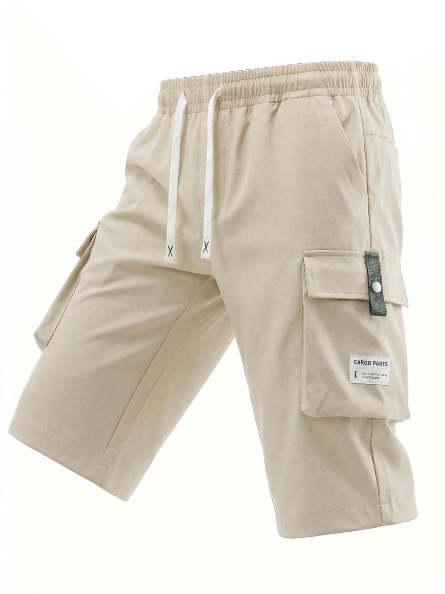3 Pack Men's Cargo Shorts, 7/8 Length,Summer Drawstring Waist,Large Pockets,Letter Patch Details, Fashionable CasualAthletic Shorts,father'sdaygifts