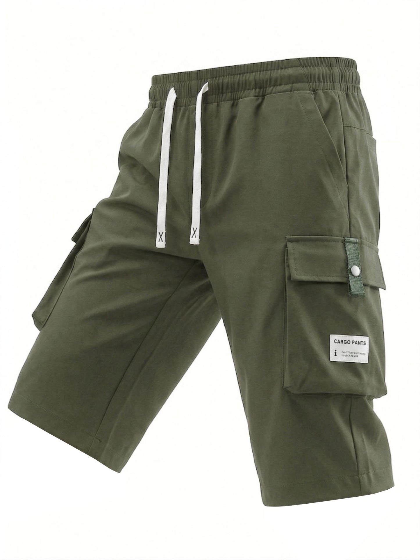 3 Pack Men's Cargo Shorts, 7/8 Length,Summer Drawstring Waist,Large Pockets,Letter Patch Details, Fashionable CasualAthletic Shorts,father'sdaygifts