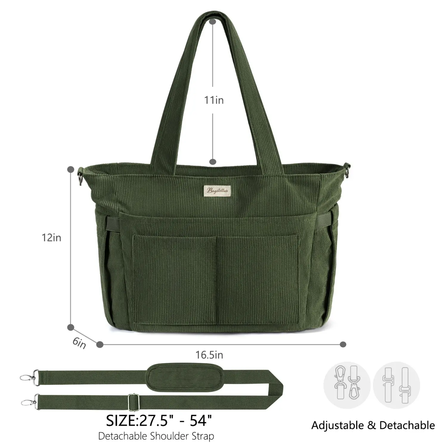 Bagstellar Corduroy Tote Bag for Women - 15.6" Laptop
