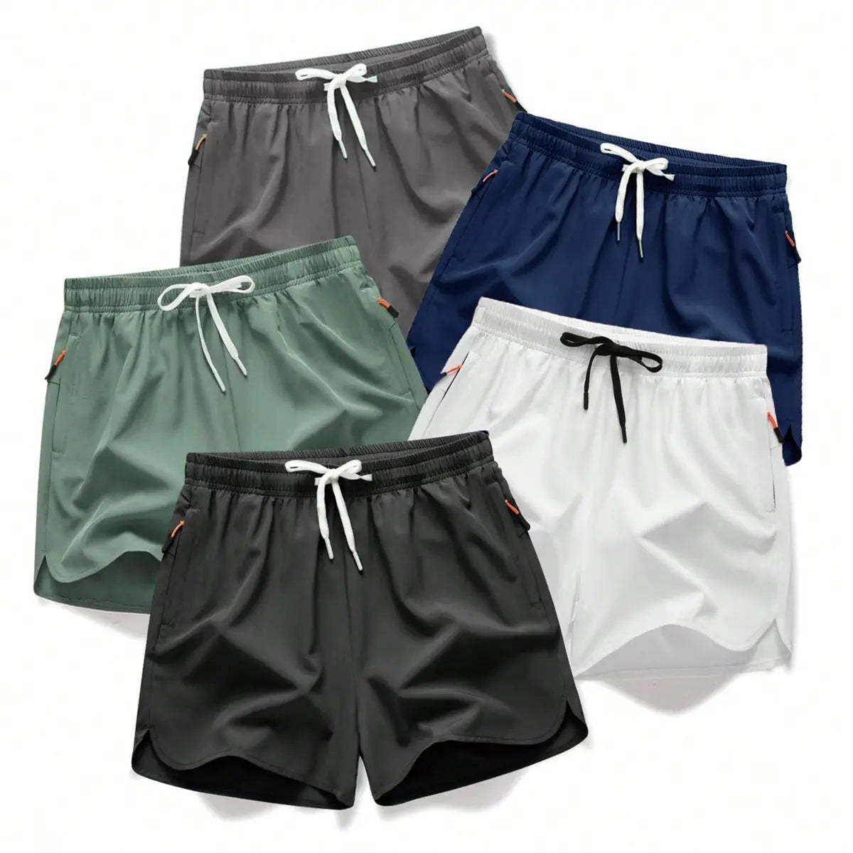 Men's Drawstring Zipper Pocket Shorts - Pack of 5