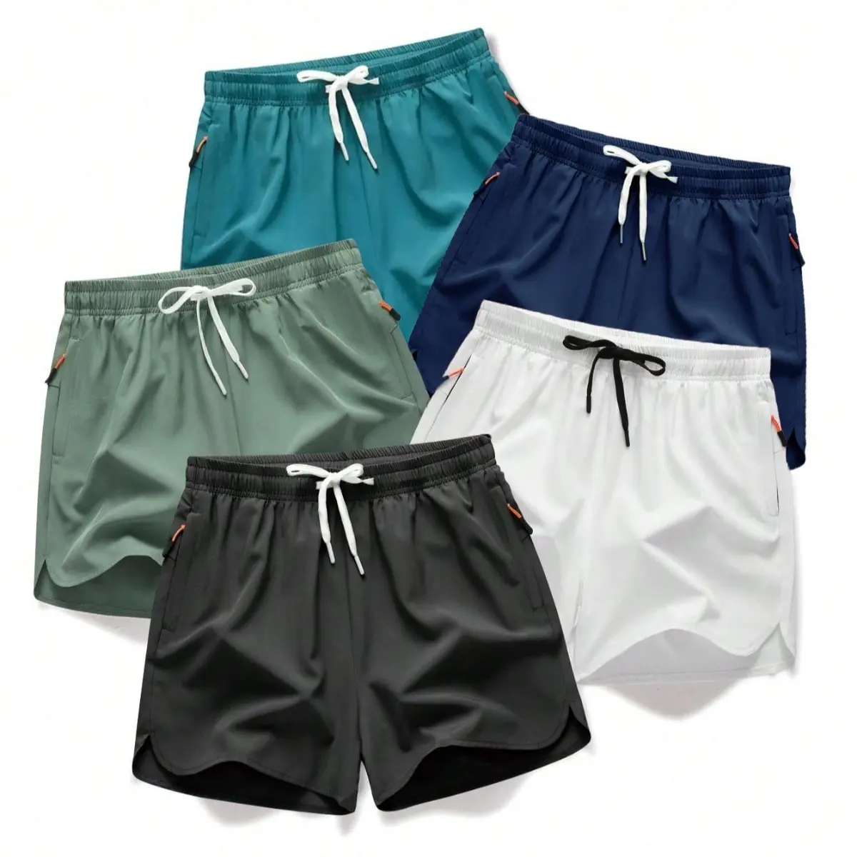 Men's Drawstring Zipper Pocket Shorts - Pack of 5