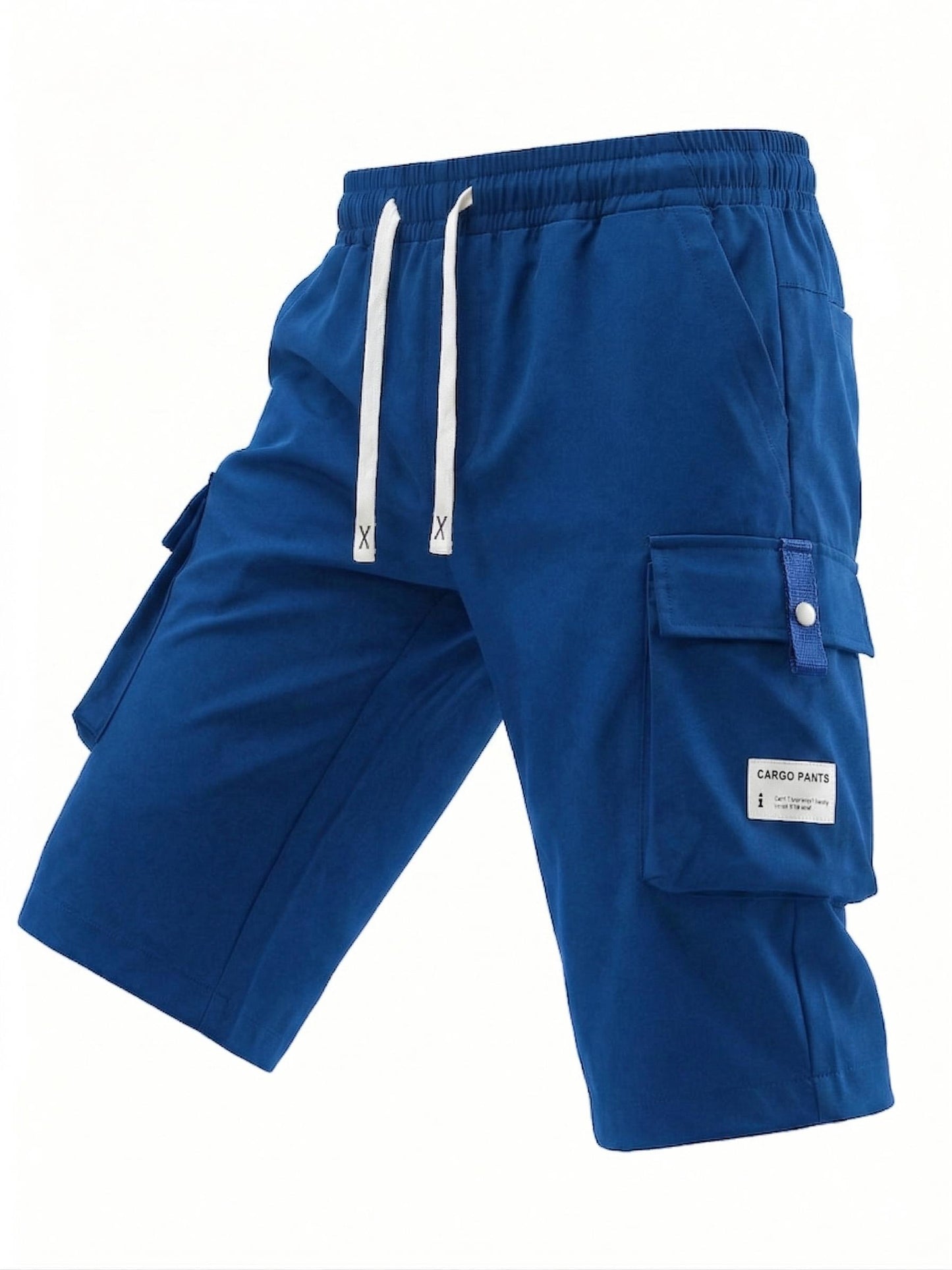 3 Pack Men's Cargo Shorts, 7/8 Length,Summer Drawstring Waist,Large Pockets,Letter Patch Details, Fashionable CasualAthletic Shorts,father'sdaygifts