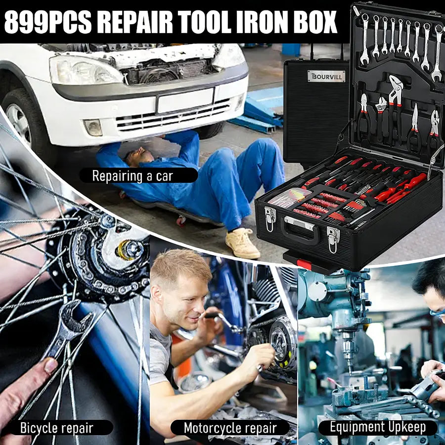 Bourvill 899-Piece Portable Metal Tool Set with Wheeled Cabinet