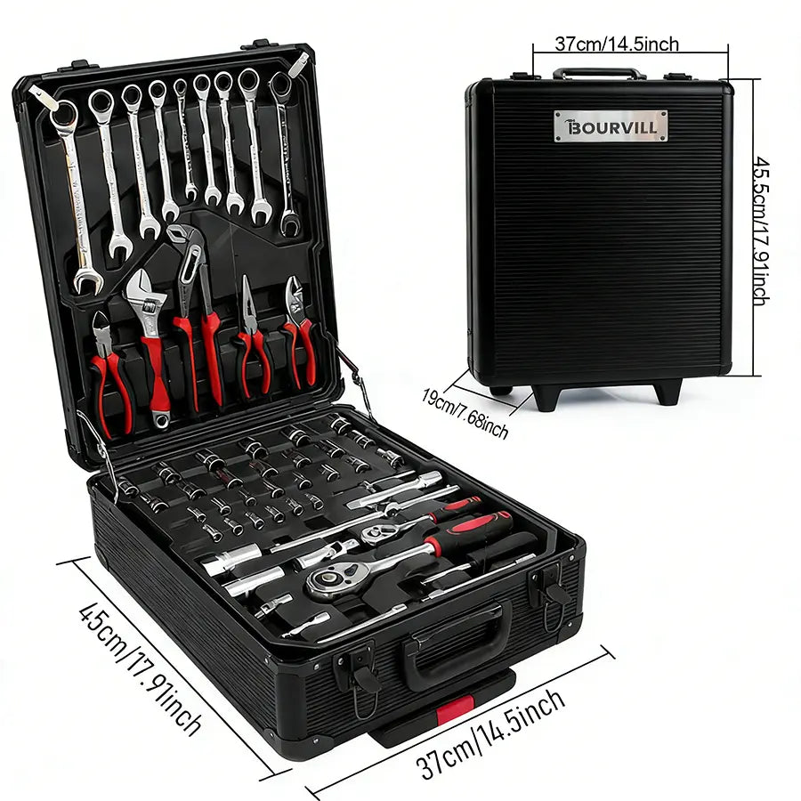 Bourvill 899-Piece Portable Metal Tool Set with Wheeled Cabinet