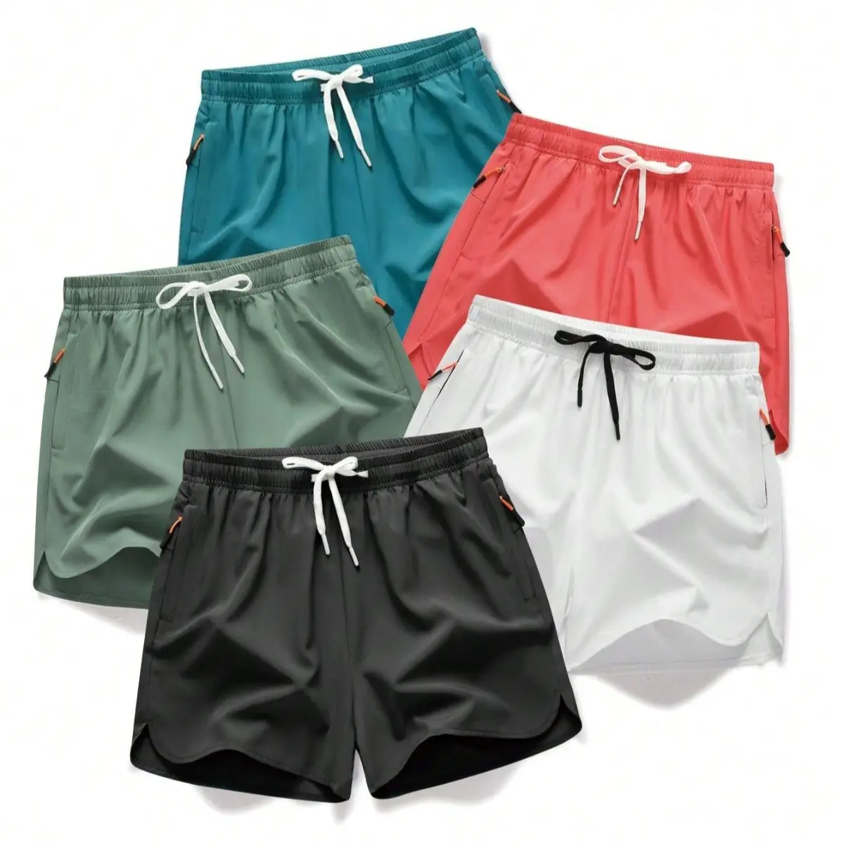Men's Drawstring Zipper Pocket Shorts - Pack of 5