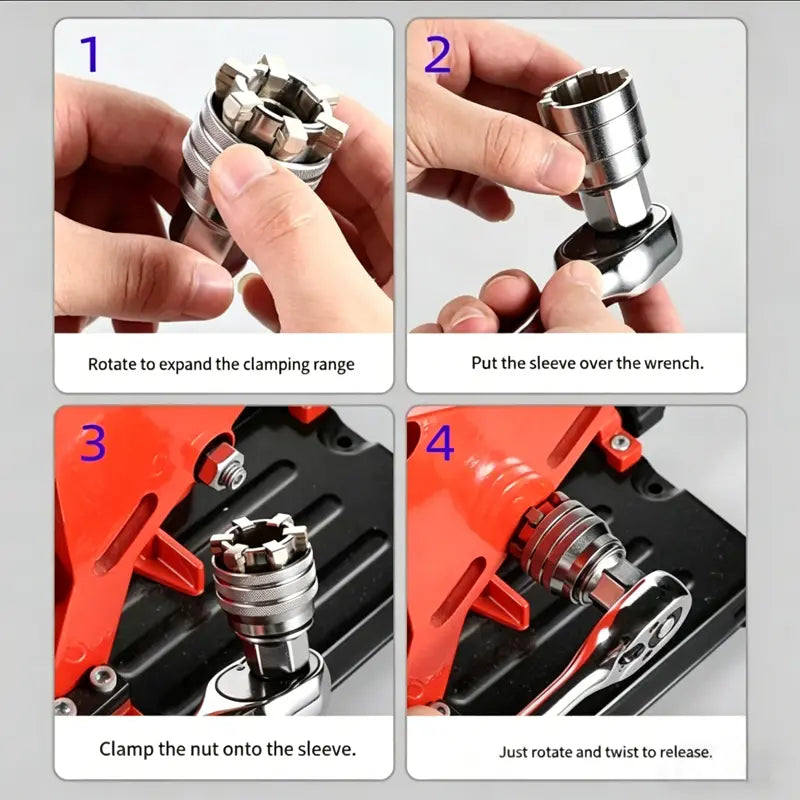 Multi-Function Universal Socket Wrench Tool - Adjustable for Fast Repairs