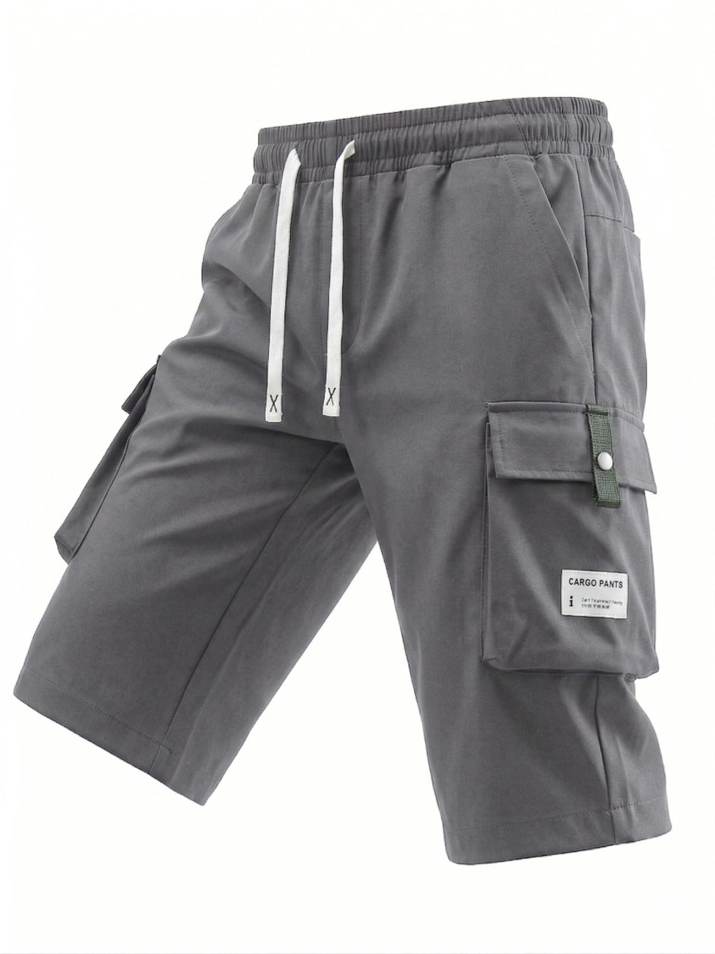 3 Pack Men's Cargo Shorts, 7/8 Length,Summer Drawstring Waist,Large Pockets,Letter Patch Details, Fashionable CasualAthletic Shorts,father'sdaygifts