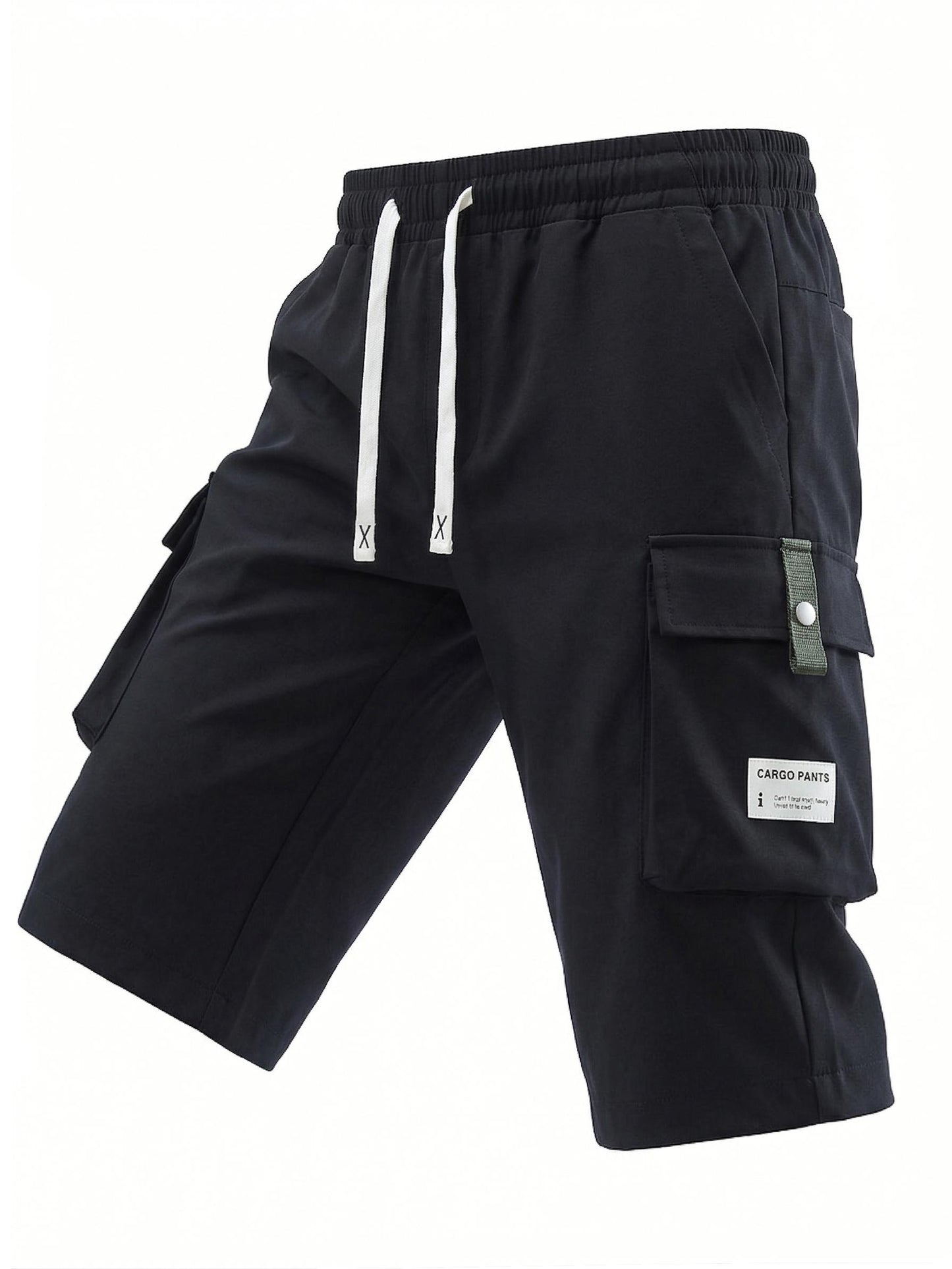 3 Pack Men's Cargo Shorts, 7/8 Length,Summer Drawstring Waist,Large Pockets,Letter Patch Details, Fashionable CasualAthletic Shorts,father'sdaygifts